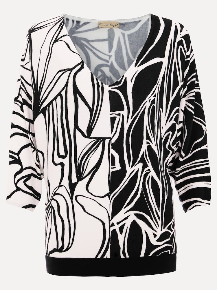 Phase Eight Black Ava Floral Print Colourblock Jumper - Image 6 of 6