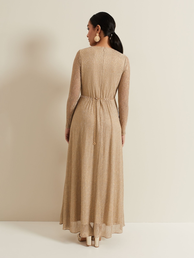 Phase Eight Metallic Petite Masie Metallic Jersey Maxi Dress - Image 2 of 7