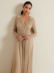 Phase Eight Metallic Petite Masie Metallic Jersey Maxi Dress - Image 3 of 7