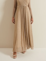 Phase Eight Metallic Petite Masie Metallic Jersey Maxi Dress - Image 6 of 7