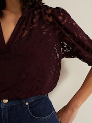 Phase Eight Red Cleo Checkered Burnout Top - Image 2 of 7