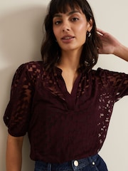 Phase Eight Red Cleo Checkered Burnout Top - Image 4 of 7