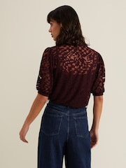Phase Eight Red Cleo Checkered Burnout Top - Image 6 of 7