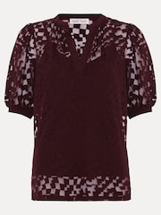 Phase Eight Red Cleo Checkered Burnout Top - Image 7 of 7