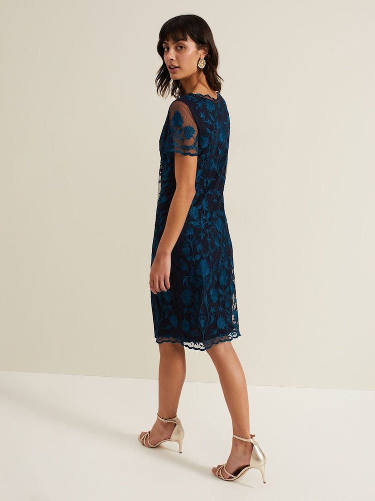 Phase Eight Black Shelby Embroidered Dress - Image 2 of 6 Phase Eight Black Shelby Embroidered Dress - Image 2 of 6