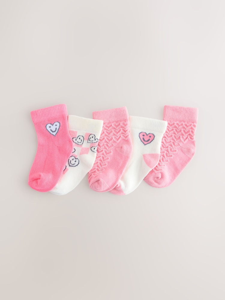 Pink Face Baby Socks 5 Pack (0mths-2yrs) - Image 1 of 3