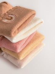Tan Brown Embroidered Baby Roll Top Socks 5 Pack (0mths-2yrs) - Image 2 of 3
