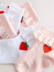 White/Pink Strawberry 5 Pack Strawbery Lace Baby Socks (0mths-2yrs) - Image 2 of 4