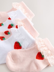 White/Pink Strawberry 5 Pack Strawbery Lace Baby Socks (0mths-2yrs) - Image 3 of 4