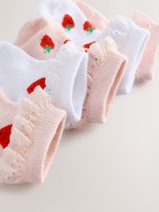 White/Pink Strawberry 5 Pack Strawbery Lace Baby Socks (0mths-2yrs) - Image 4 of 4