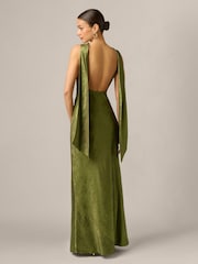 Adrianna Papell Green Foiled Chiffon Long Dress - Image 2 of 6