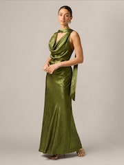Adrianna Papell Green Foiled Chiffon Long Dress - Image 4 of 6