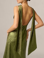 Adrianna Papell Green Foiled Chiffon Long Dress - Image 6 of 6