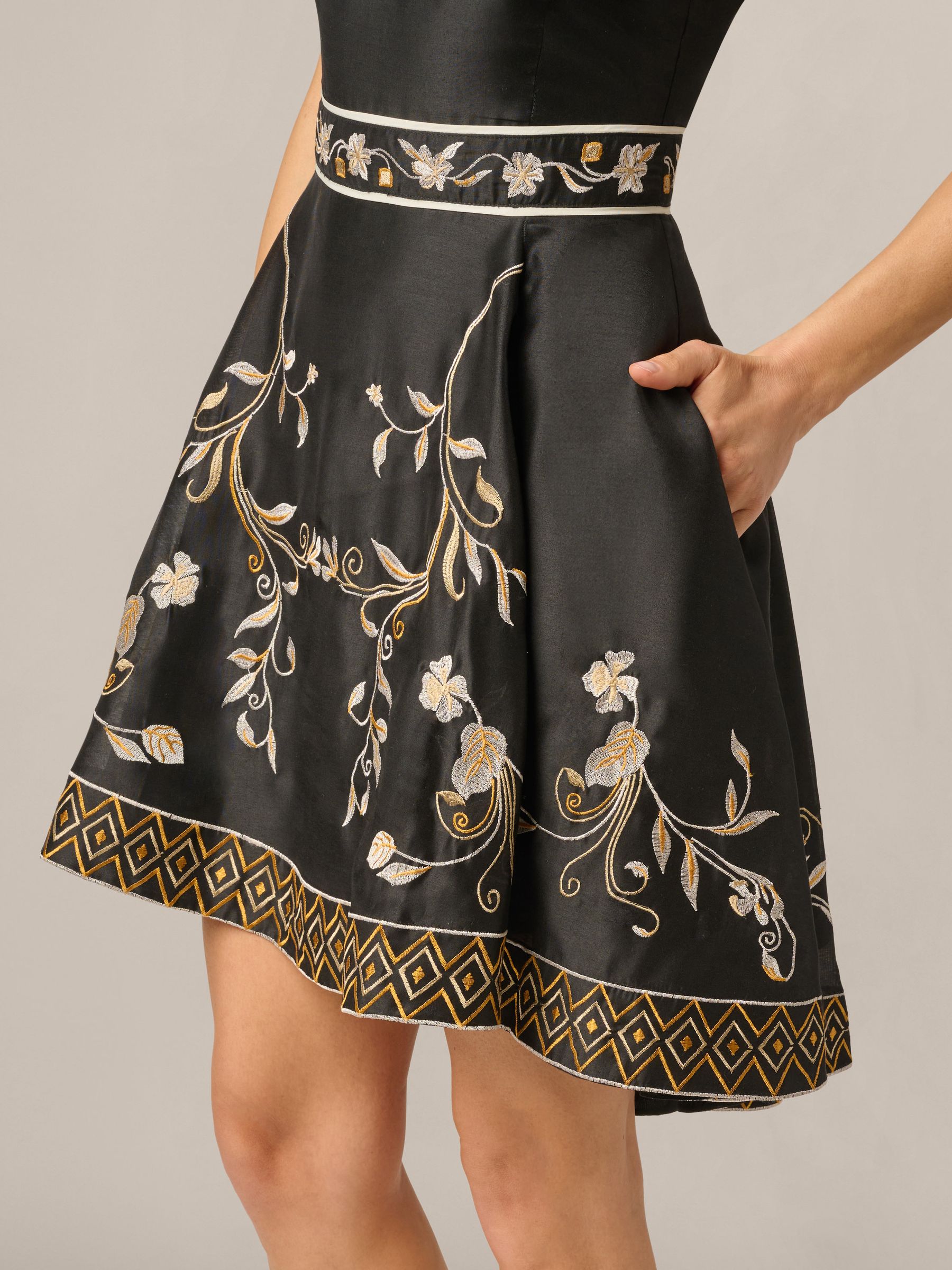 Buy Adrianna Papell Black Embroidered Short Dress from Next USA
