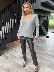 AX Paris Cream V-Neck Sparkle Jumper - Image 2 of 4