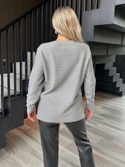 AX Paris Cream V-Neck Sparkle Jumper - Image 3 of 4