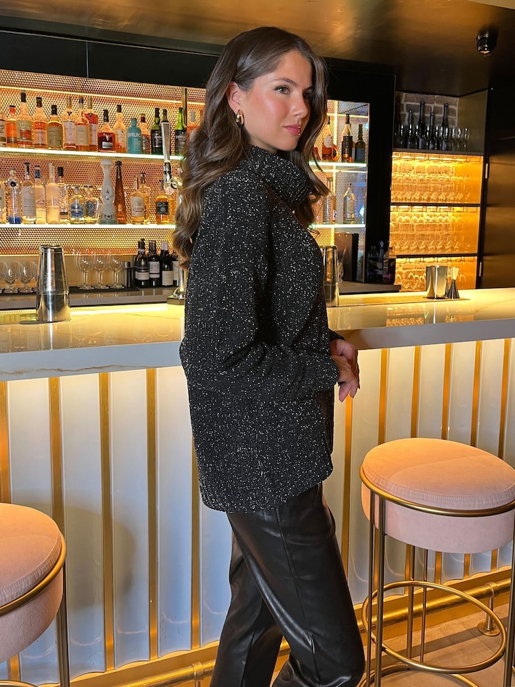 AX Paris Roll Neck Black Sparkle Jumper - Image 4 of 4