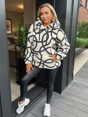 AX Paris Cream Abstract Print Teddy Hoodie - Image 2 of 4