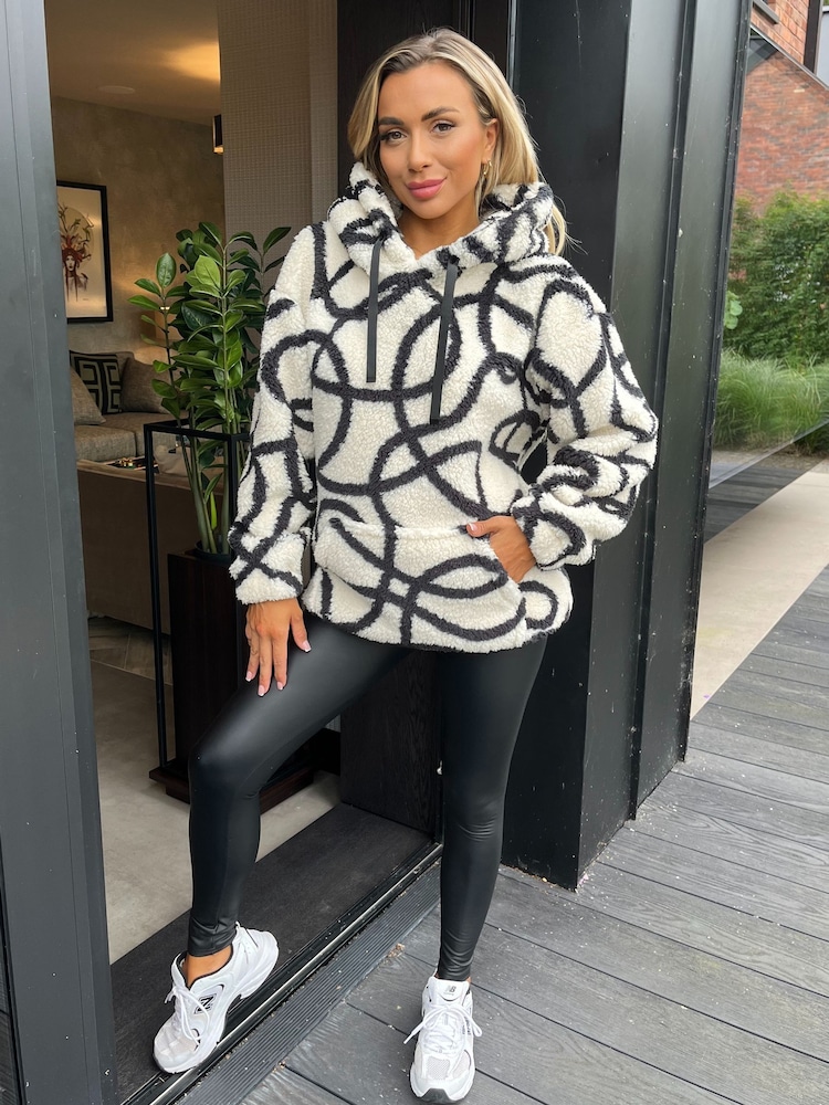 AX Paris Cream Abstract Print Teddy Hoodie - Image 2 of 4