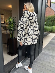 AX Paris Cream Abstract Print Teddy Hoodie - Image 3 of 4
