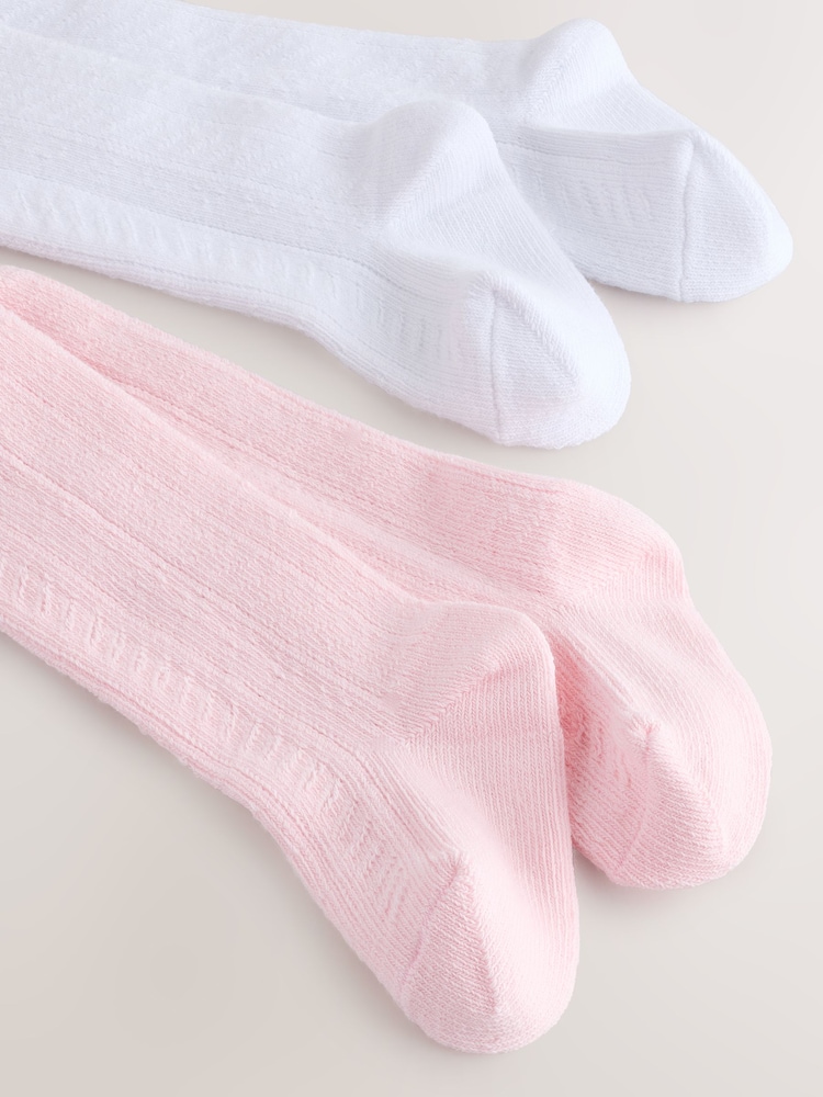 Pink/White Baby Pelerine Tights 2 Pack (0mths-2yrs) - Image 4 of 5