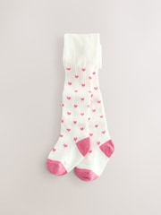 White Hearts Baby Tights 2 Pack (0-18mths) - Image 2 of 5