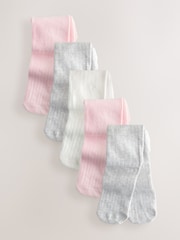 Pink/Grey Baby Tights 5 Pack (0mths-2yrs) - Image 1 of 8