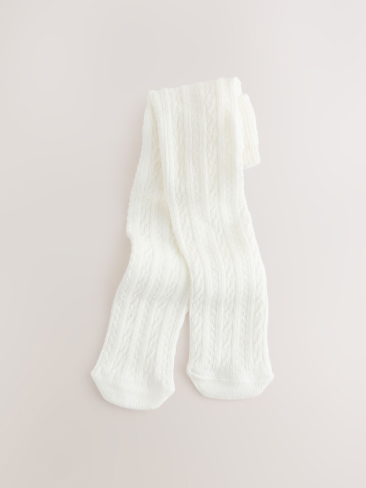 Ecru Cable/Ribbed Baby Tights 3 Pack (0mths-2yrs) - Image 2 of 6