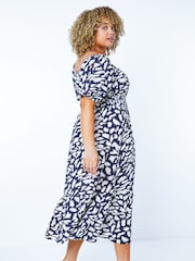 Roman Blue Stretch Waist Midi Dress - Image 4 of 6
