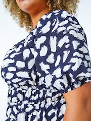 Roman Blue Stretch Waist Midi Dress - Image 6 of 6