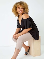 Roman Natural Cropped Stretch Trousers - Image 1 of 5
