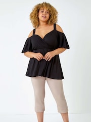 Roman Natural Cropped Stretch Trousers - Image 2 of 5