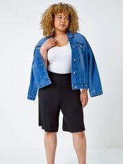 Roman Black Wide Leg Stretch Shorts - Image 2 of 5