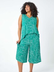 Roman Green Abstract Swirl Stretch Culottes - Image 2 of 5