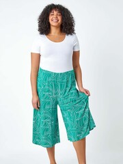 Roman Green Abstract Swirl Stretch Culottes - Image 3 of 5