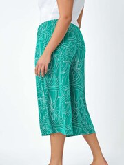 Roman Green Abstract Swirl Stretch Culottes - Image 4 of 5