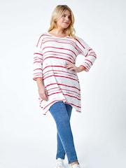 Roman Red Stripe Hanky Hem Stretch Top - Image 1 of 5