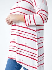 Roman Red Stripe Hanky Hem Stretch Top - Image 5 of 5