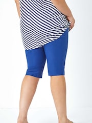 Roman Dark Blue Curve Knee Length Stretch Shorts - Image 4 of 5