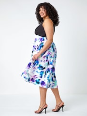 Roman Purple Premium Stretch Abstract Midi Dress - Image 4 of 5