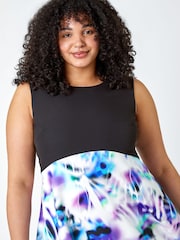 Roman Purple Premium Stretch Abstract Midi Dress - Image 5 of 5