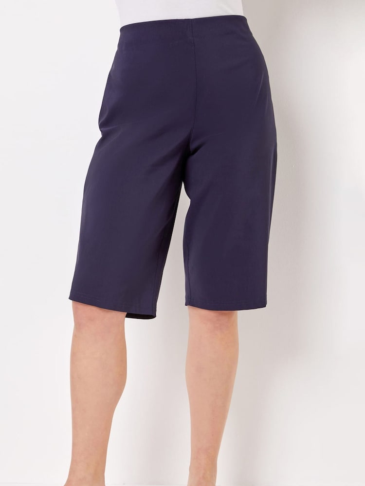 Roman Blue Knee Length Stretch Shorts - Image 1 of 4