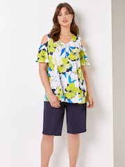 Roman Blue Knee Length Stretch Shorts - Image 3 of 4