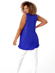 Roman Blue Plain V-Neck Vest Top - Image 2 of 4
