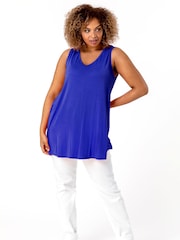 Roman Blue Plain V-Neck Vest Top - Image 3 of 4