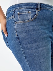 Roman Blue Stretch Knee Length Denim Shorts - Image 2 of 5