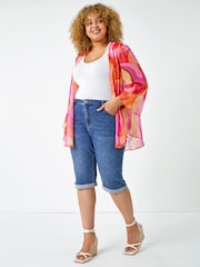 Roman Blue Stretch Knee Length Denim Shorts - Image 3 of 5