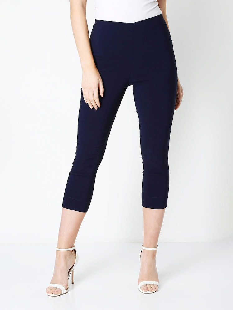 Roman Blue Cropped Stretch Trousers - Image 1 of 9