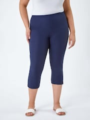 Roman Blue Cropped Stretch Trousers - Image 2 of 9