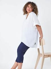 Roman Blue Cropped Stretch Trousers - Image 4 of 9